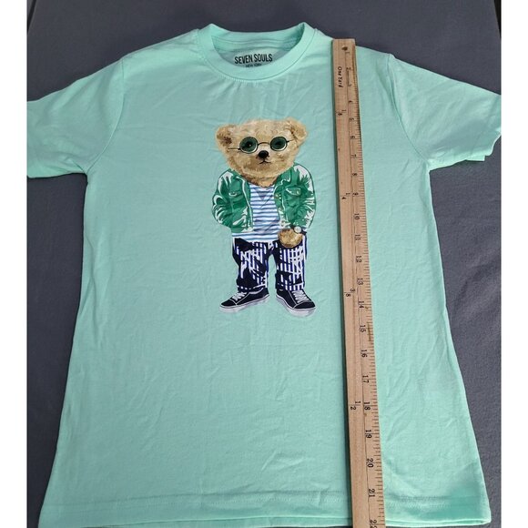 SEVEN SOULS New York Kids SZ 8 Graphic Shirt Green Bear Green - Picture 3 of 6